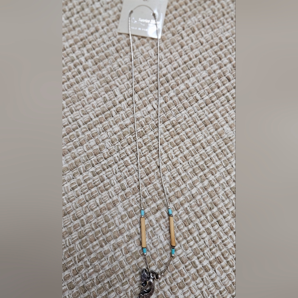 Native American Sterling Silver 925 necklace with beads and pendant 16 i… - Picture 6 of 7